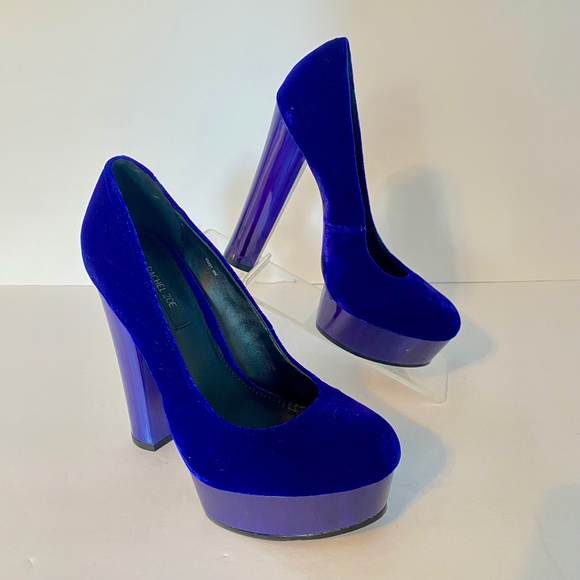 Rachel Zoe Leila New velvet indigo purple platform high heel size 6 - Picture 1 of 7